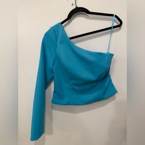 Ashley Lauren Asymmetrical Blue Women's Top